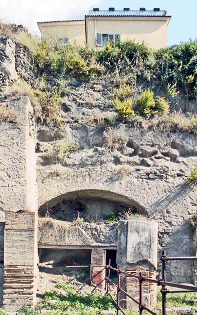 Herculaneum, north side of Decumanus Maximus, at west end near Augusteum. 
October 2001. Looking north towards a doorway. not fully excavated. Photo courtesy of Peter Woods.
