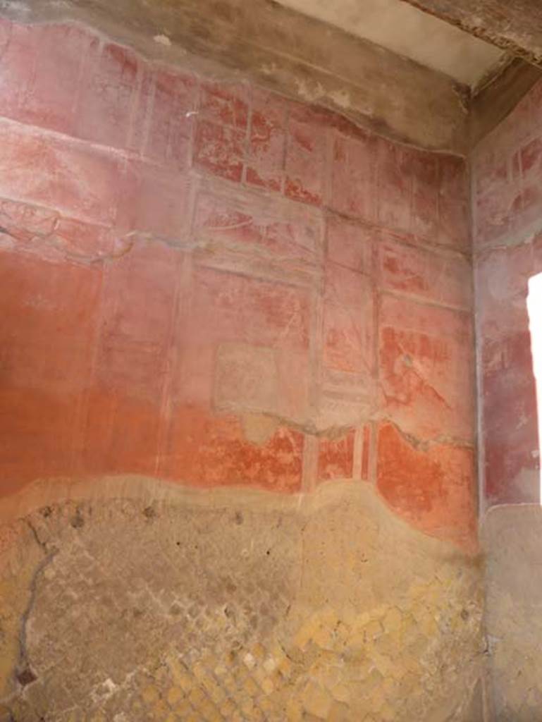 II.2 Herculaneum, September 2015. West wall and north-west corner. On the west wall was a central painting of Polyphemus and Galatea, now illegible. 
