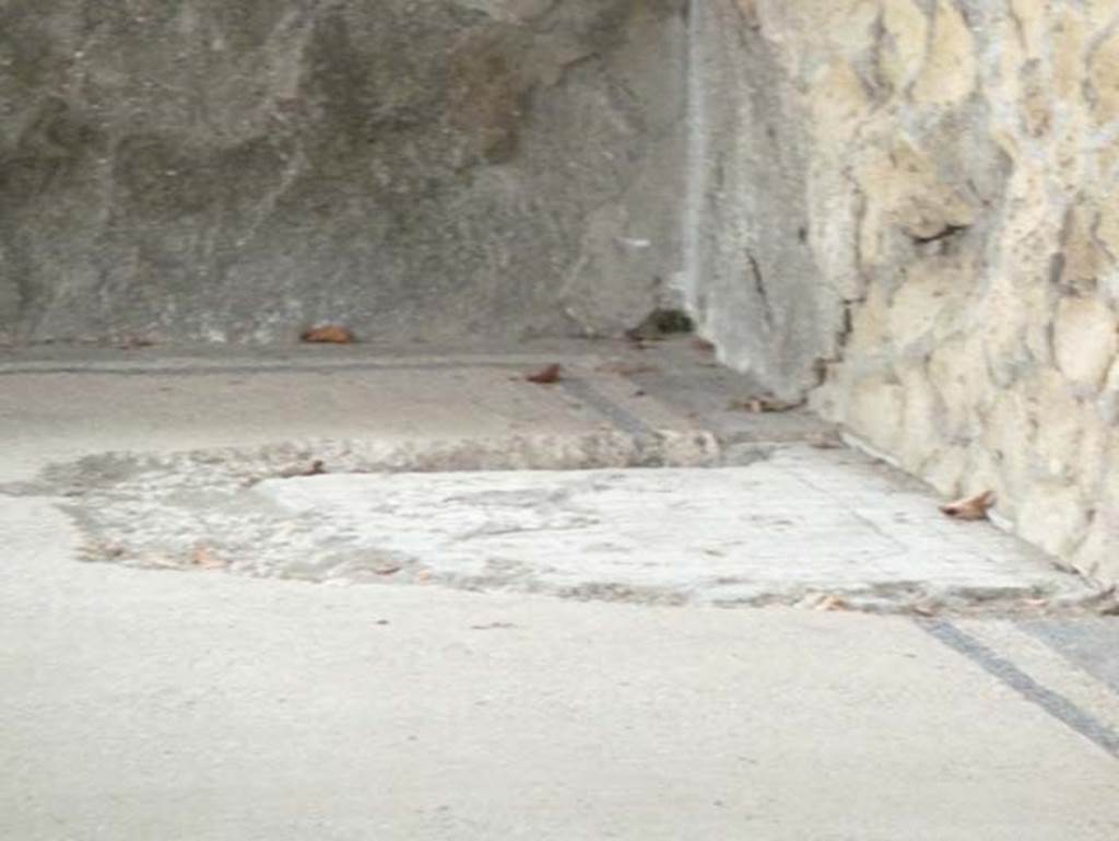 III.1 Herculaneum, September 2015.  Room 23, detail of floor in south-west corner.