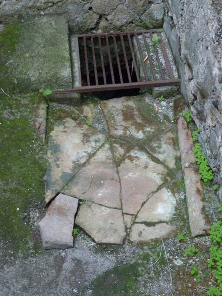 III.3 Herculaneum, October 2012. Latrine in north-west corner of room on north side of entrance corridor. 
Photo courtesy of Michael Binns.

