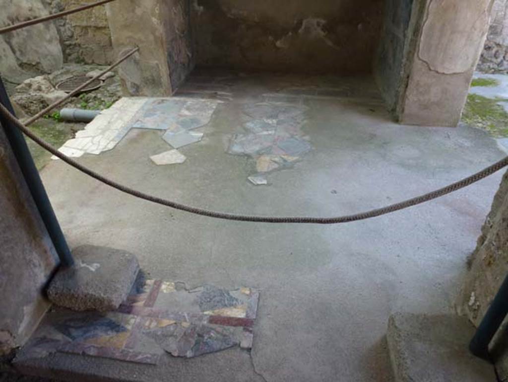 III.3 Herculaneum, October 2012. Looking south across opus sectile flooring in small room.  Photo courtesy of Michael Binns.
