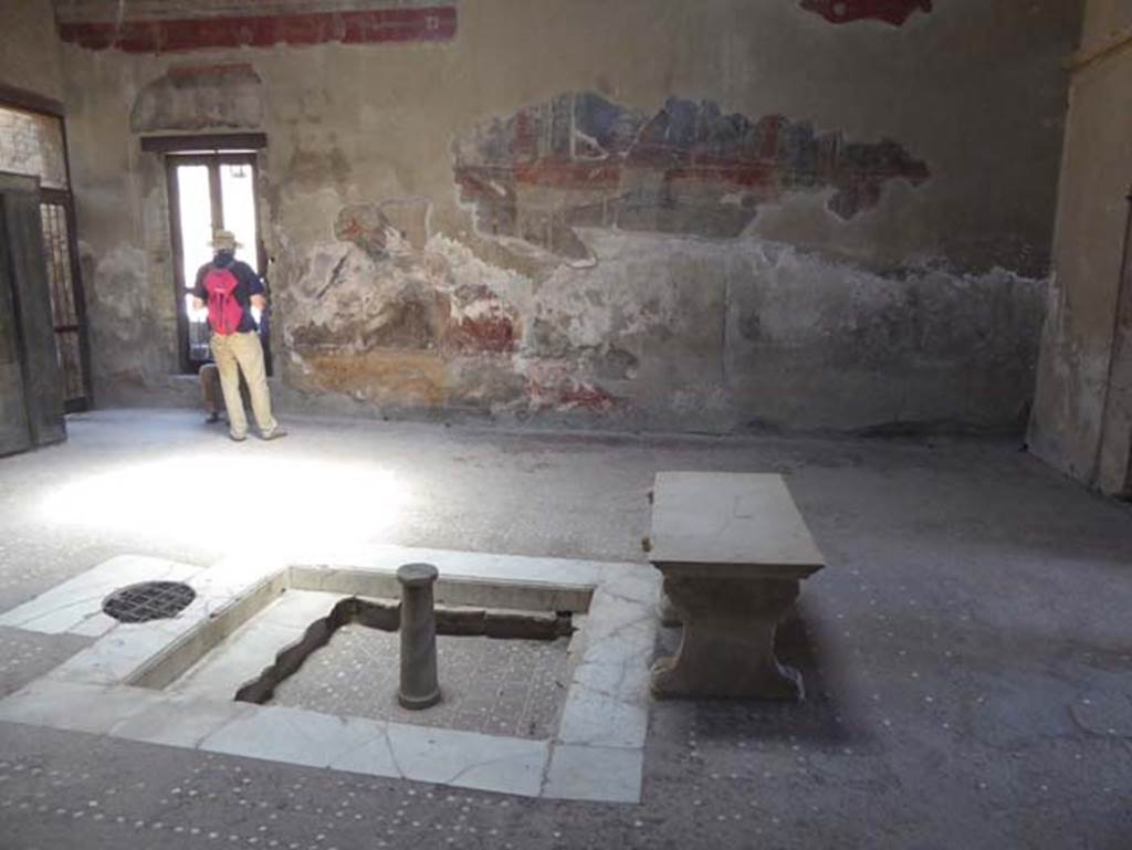 III.11 Herculaneum, June 2017, Room 6, looking across atrium to north wall. Photo courtesy of Michael Binns.