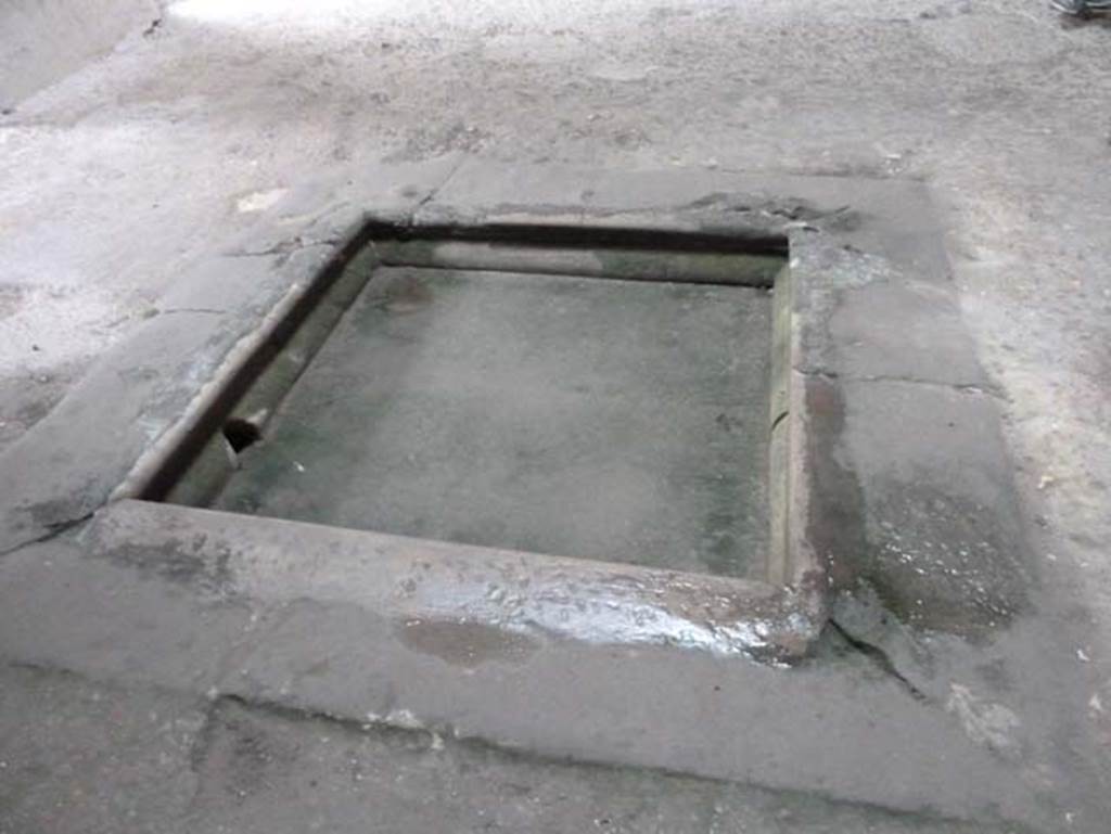 III 16, Herculaneum, September 2015. Looking south across tufa impluvium in atrium 9.