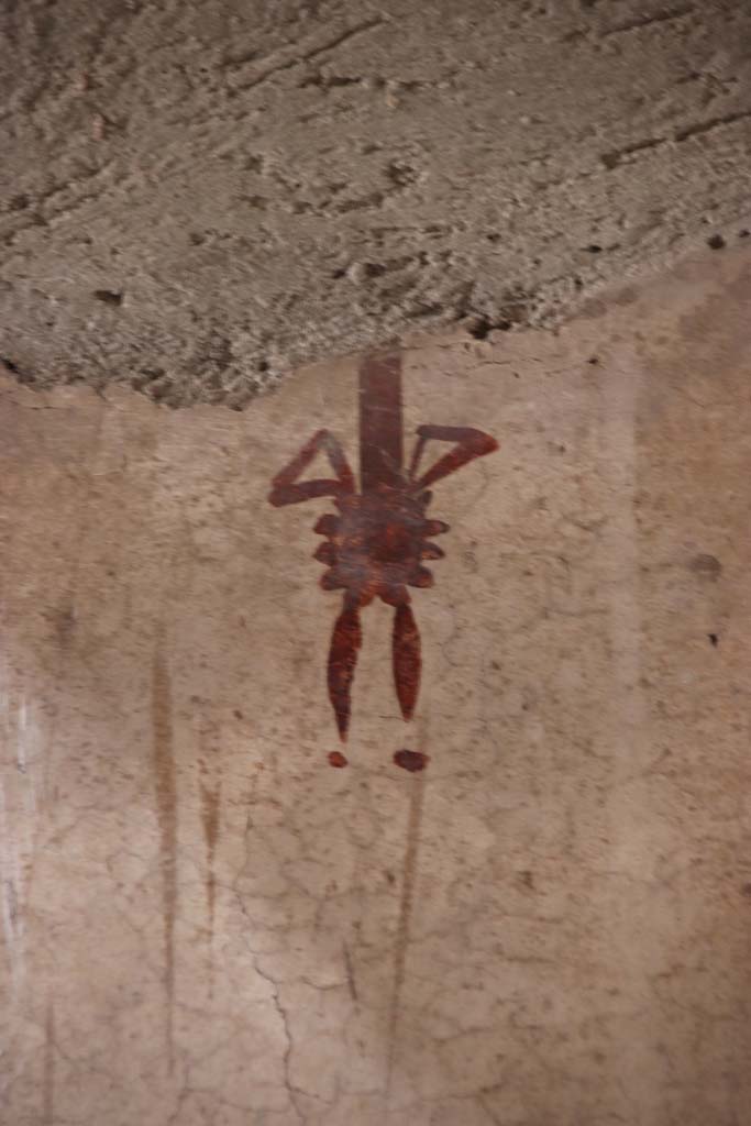 III 16, Herculaneum, October 2020. Room 3, detail from upper north wall. Photo courtesy of Klaus Heese.