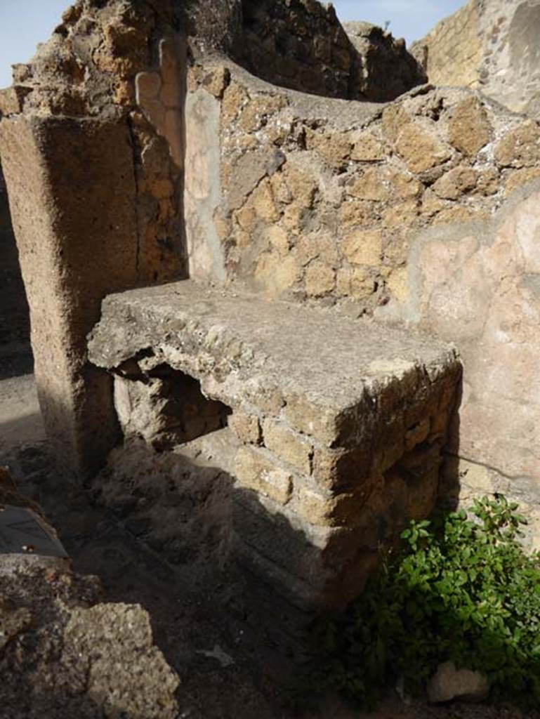 III.18, Herculaneum, October 2014. Looking towards bench/hearth in kitchen. Photo courtesy of Michael Binns.
