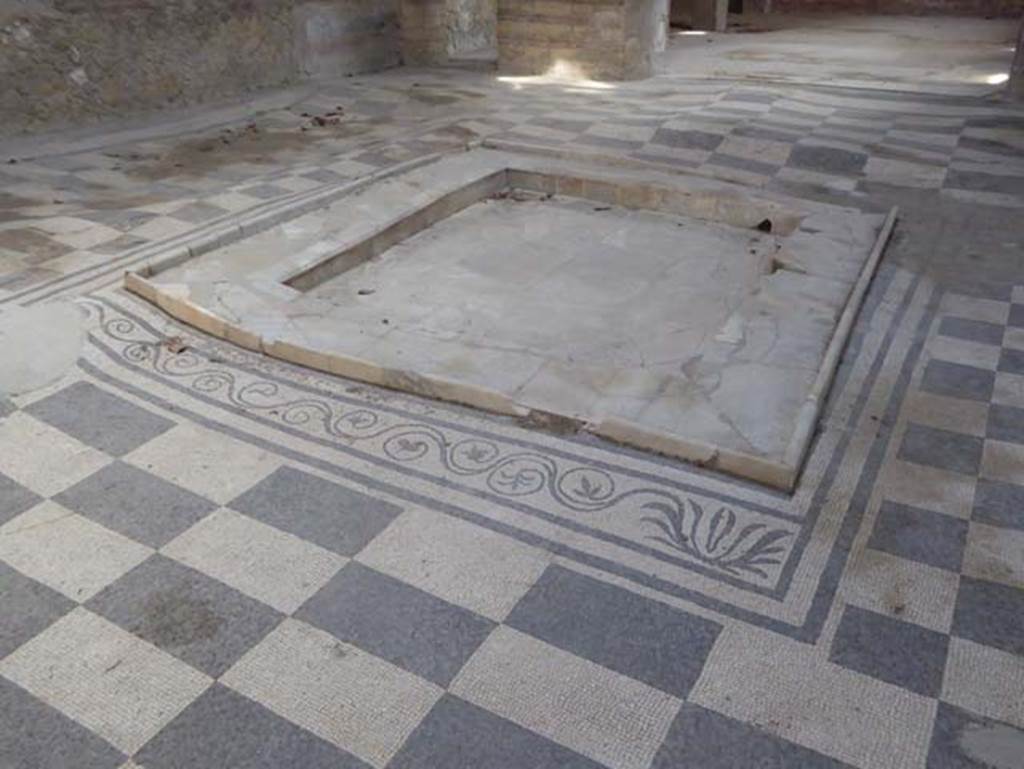 IV.2/1, Herculaneum, September 2016.  Looking north-east across impluvium in atrium. Photo courtesy of Michael Binns.