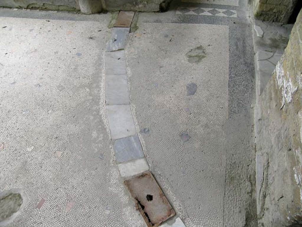 IV.2/1, Herculaneum, May 2004.  
Looking north from doorway in room 13, across flooring at east end of south portico, towards doorway to narrow corridor leading north along east side. Photo courtesy of Nicolas Monteix.
