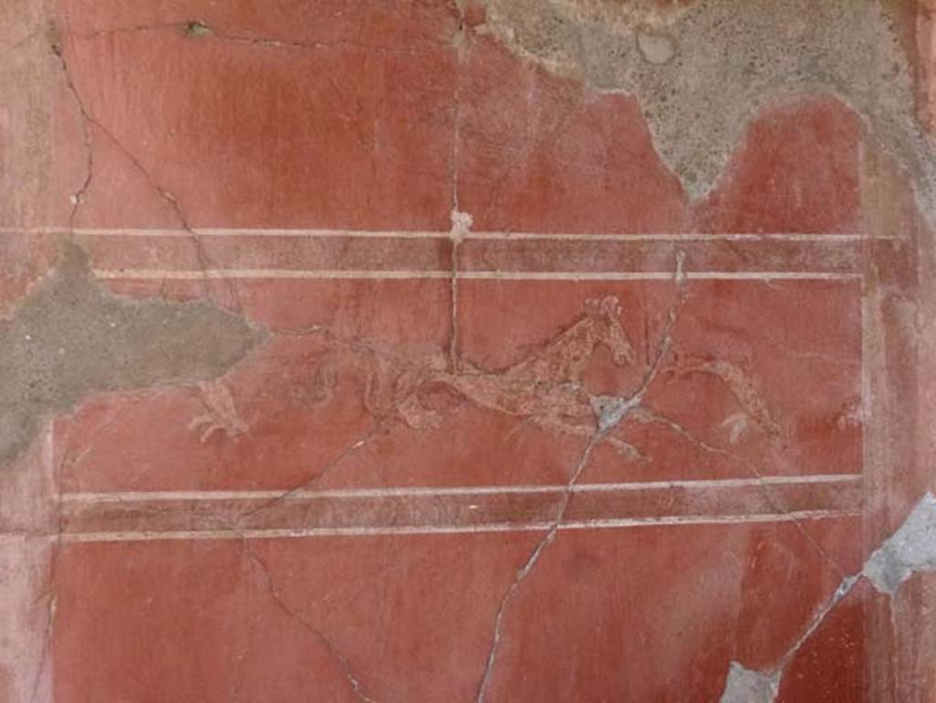 IV.4 Herculaneum. October 2014. Room 4, detail from west wall of cubiculum. Photo courtesy of Michael Binns.