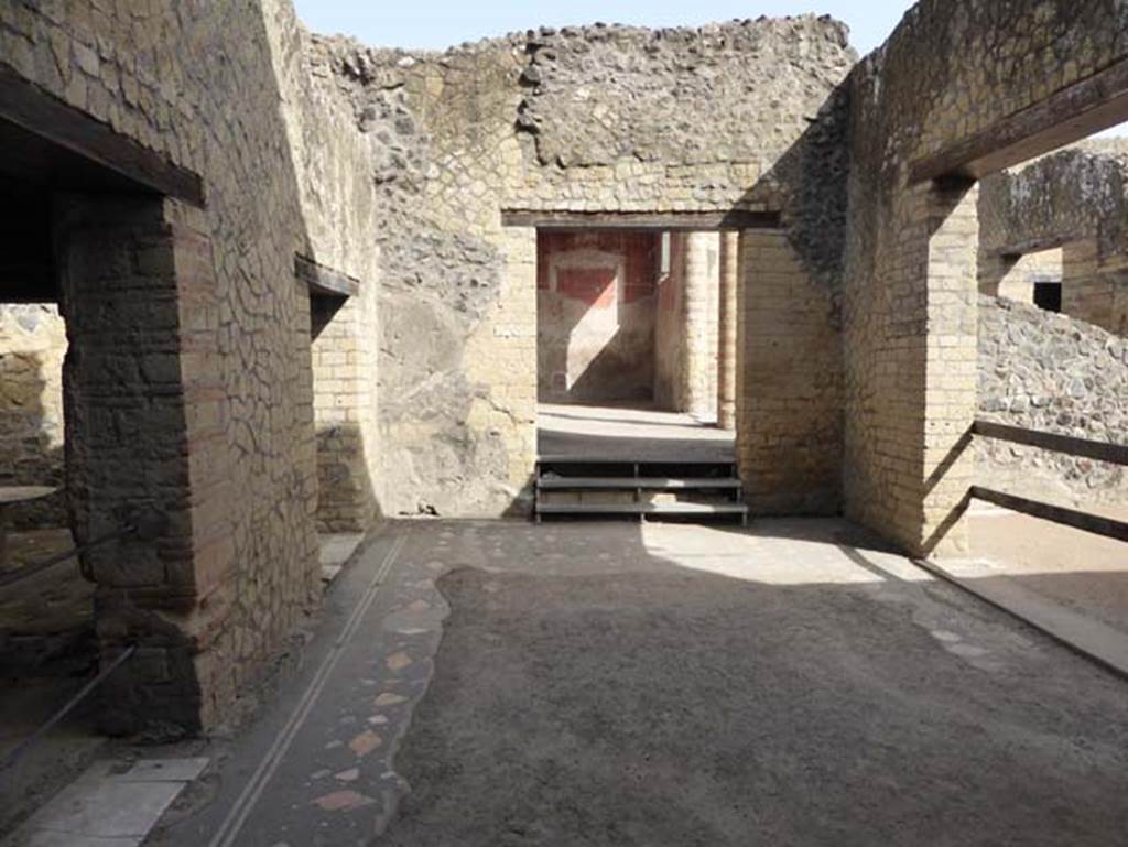 IV.4 Herculaneum. October 2014. Looking north across Vestibule 17, towards steps to Courtyard 3.  Photo courtesy of Michael Binns.
