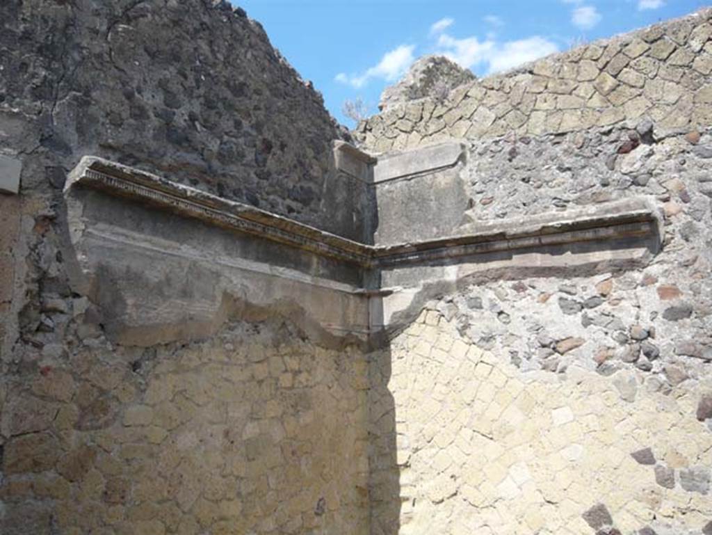 IV.6 Herculaneum. August 2013. Room 10, detail from north-west corner. Photo courtesy of Buzz Ferebee.