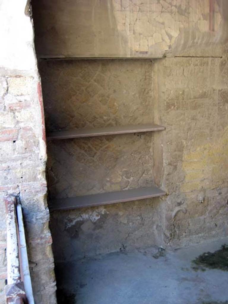 IV.14 Herculaneum. July 2009. Looking towards east wall at north end near doorway. Photo courtesy of Sera Baker.
