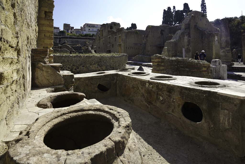 IV.15 Herculaneum, in centre, August 2021. Looking north from rear of bar-counter towards entrance on Decumanus Inferiore.
IV.16, entrance doorway to same bar-room is on the right, with doorway onto Cardo V.  Photo courtesy of Robert Hanson.
