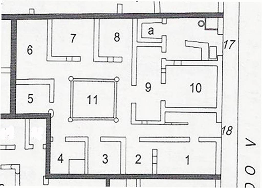 Herculaneum IV.17-18. Plan of Taberna di Priapo, or bar of Priapus and linked dwelling.