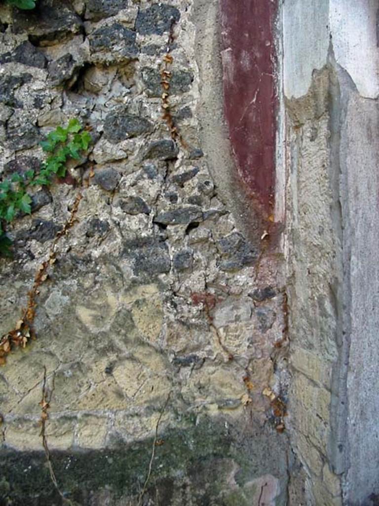 V.5, Herculaneum. May 2003. Detail of remaining plaster decoration on south wall of atrium.
Photo courtesy of Nicolas Monteix.

