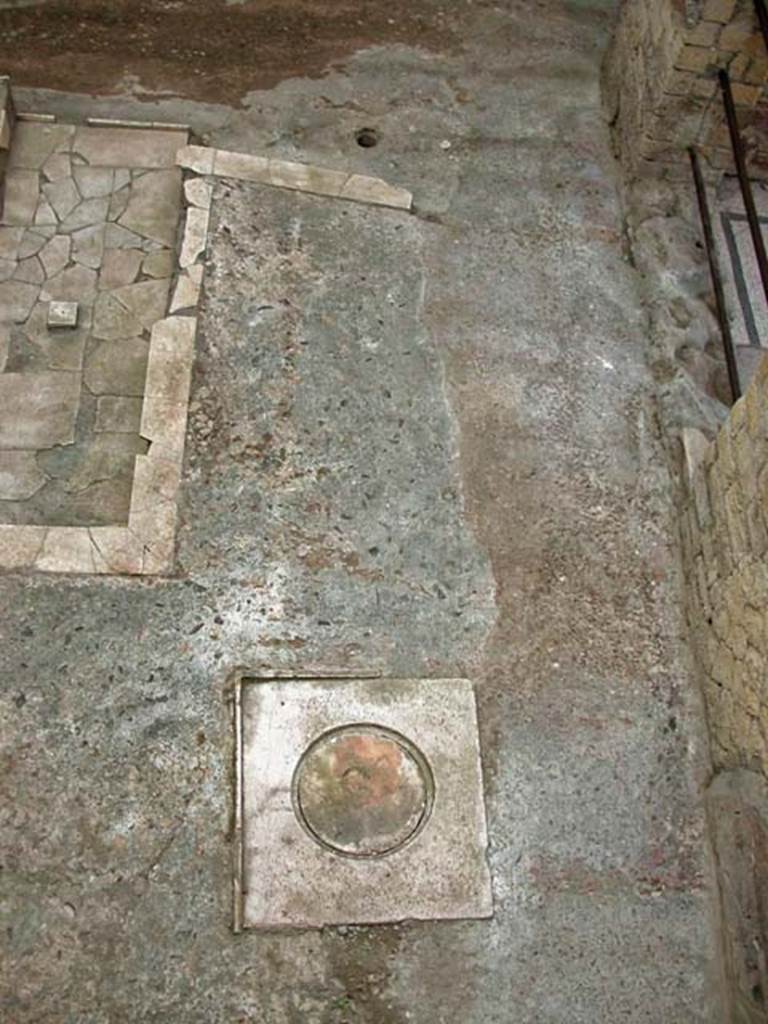 V.7, Herculaneum. September 2003.  Cistern mouth in triclinium. 
Photo courtesy of Nicolas Monteix.
