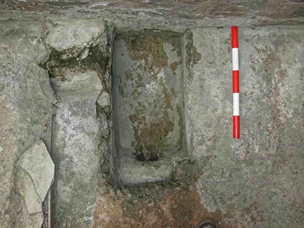 V.7, Herculaneum. September 2003.  Looking east, detail near east wall of internal courtyard.
Photo courtesy of Nicolas Monteix.
