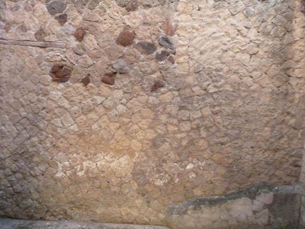 Ins. V 7, Herculaneum, September 2015. South wall of cubiculum, looking towards the south-west corner, on right.