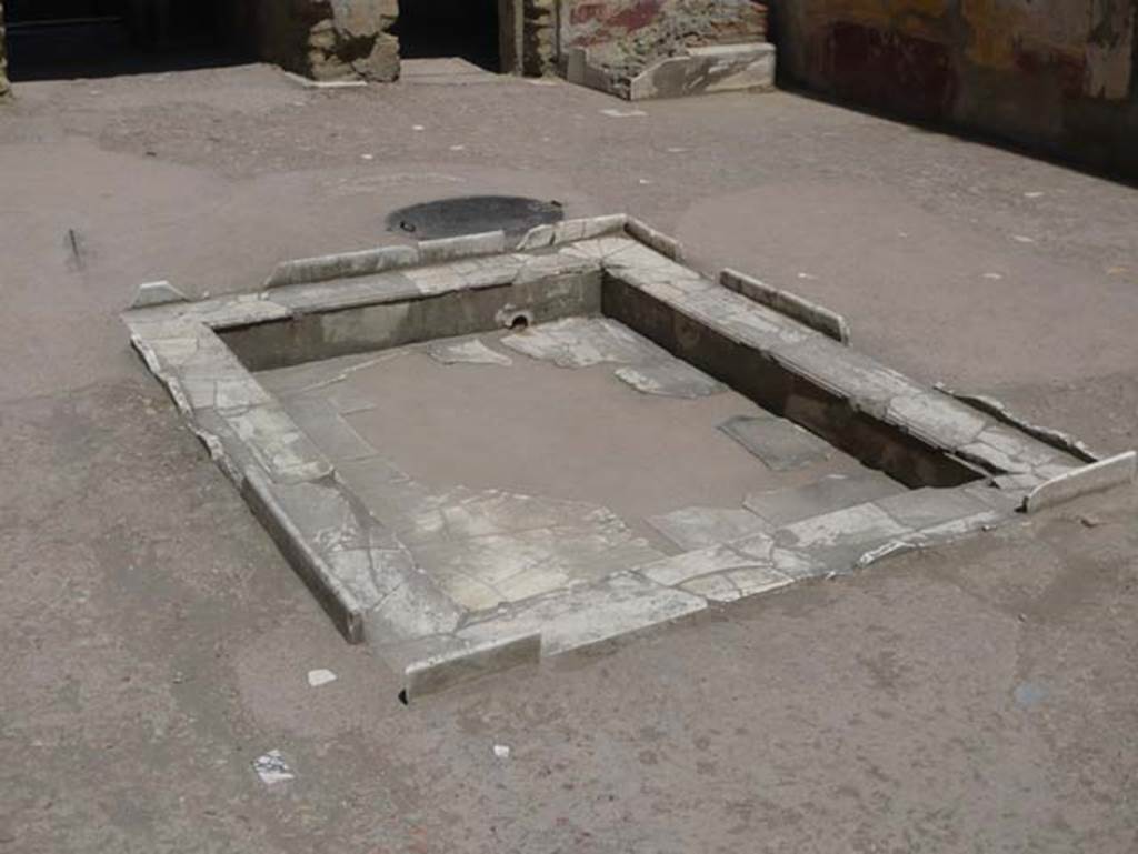 V.7, Herculaneum. August 2013. Impluvium in atrium. Photo courtesy of Buzz Ferebee.