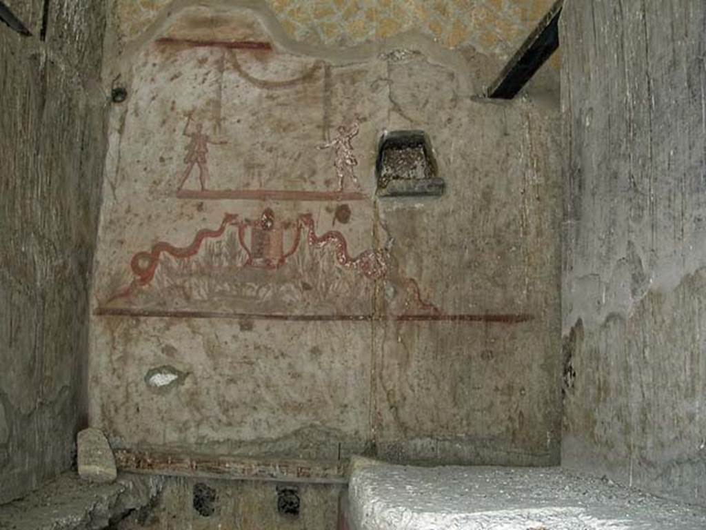 V.14, Herculaneum. September 2003. Lararium on south wall of upper room above V.14.
Photo courtesy of Nicolas Monteix.

