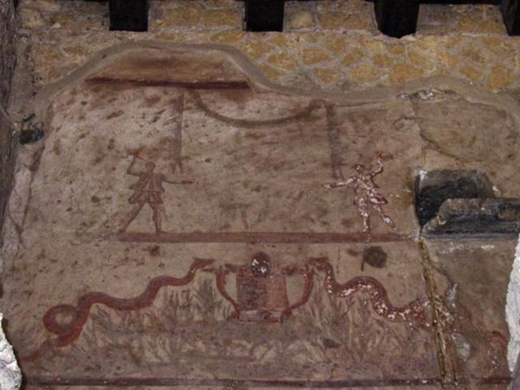 V.14, Herculaneum. May 2003. South wall with lararium painting. Photo courtesy of Nicolas Monteix.