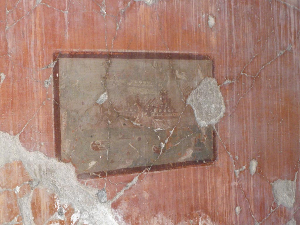 V.30 Herculaneum. August 2013. Room 3, painting of a naval battle on south wall. Photo courtesy of Buzz Ferebee.