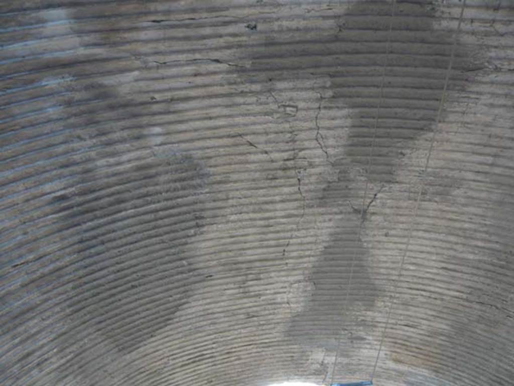 VI.1, Herculaneum. August 2013. Detail of strigilated stucco vaulted ceiling in apodyterium. Photo courtesy of Buzz Ferebee.
