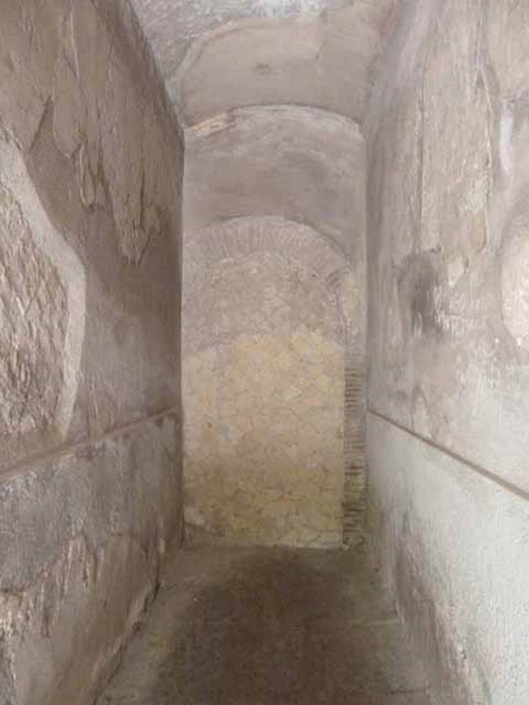 VI.8, Herculaneum. May 2010. West wall od corridor, on the south side of the apodyterium.
