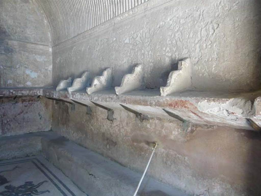 VI.8, Herculaneum. August 2013. Looking towards east wall of the waiting room, or apodyterium. Photo courtesy of Buzz Ferebee.
