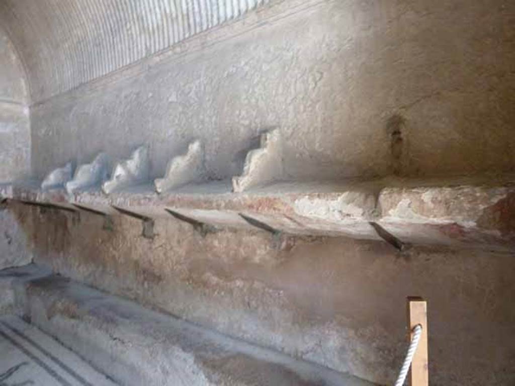 VI.8, Herculaneum. May 2010. East wall of apodyterium.