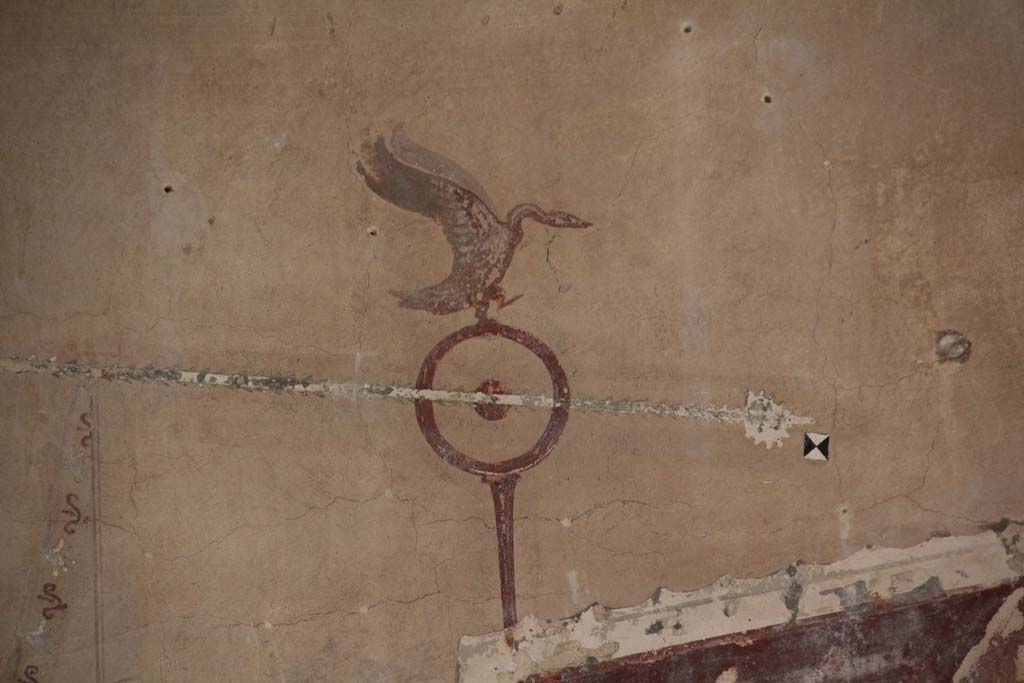 VI.13 Herculaneum, April 2014. Room 16, painted detail from east end of upper south wall. Photo courtesy of Klaus Heese.

