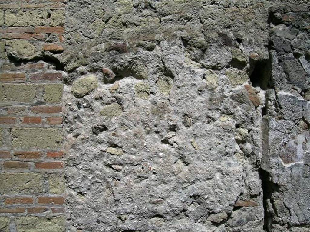 VI.17, Herculaneum. May 2005. Detail from north wall of stairway and blocked window from tablinum. 
Photo courtesy of Nicolas Monteix.

