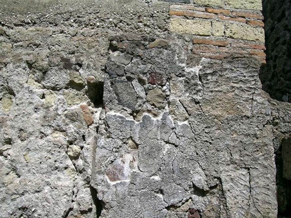 VI.17, Herculaneum. May 2005. Detail from east end of north wall of stairway. 
Photo courtesy of Nicolas Monteix.
