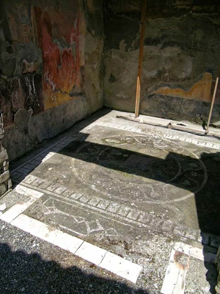 VI.17, Herculaneum. May 2004. Looking through doorway and across mosaic flooring of day cubiculum.  
Photo courtesy of Nicolas Monteix.
