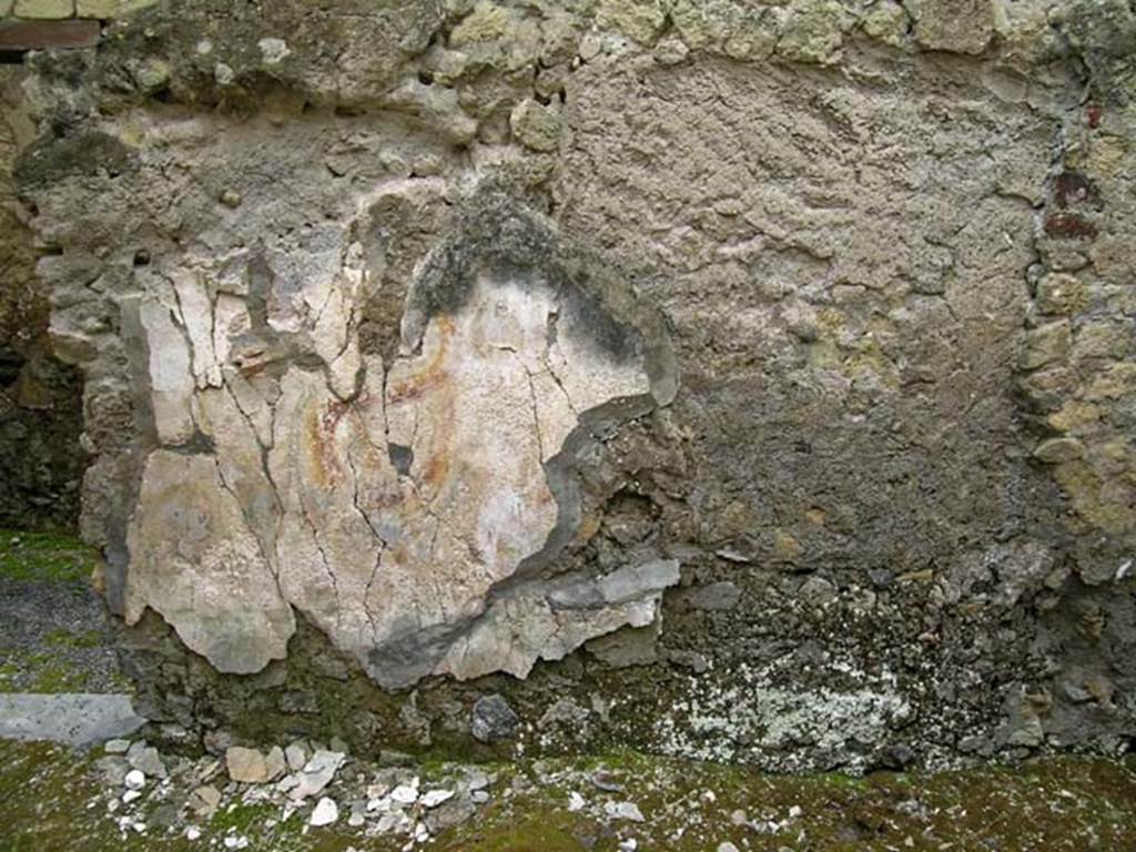 VI.17/26, Herculaneum. May 2004. Looking towards south wall with remains of lararium painting. 
Photo courtesy of Nicolas Monteix.

