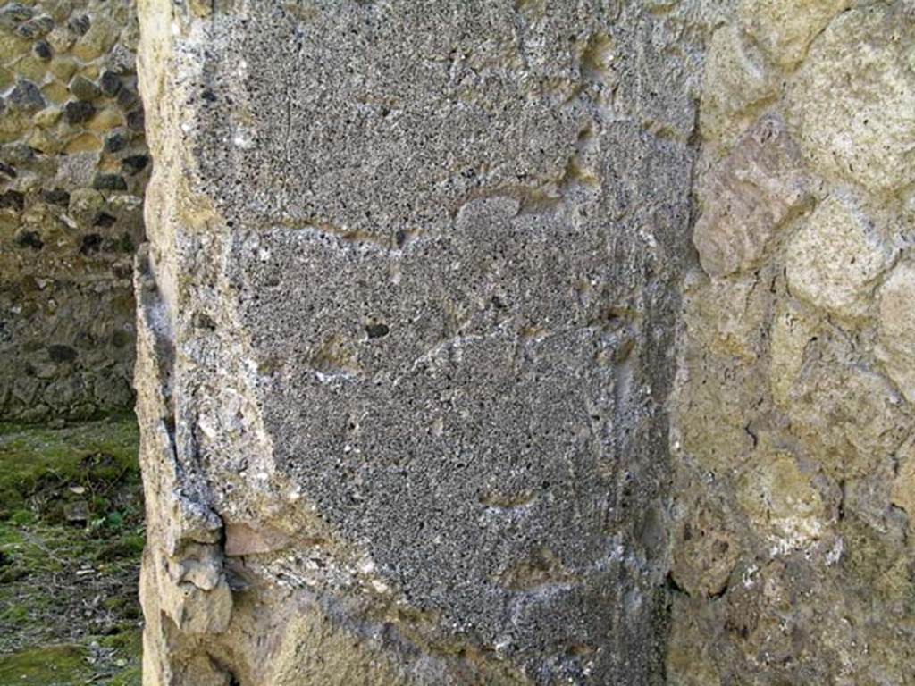 VI.17/26, Herculaneum. May 2004. Detail of north wall in north-east corner. Photo courtesy of Nicolas Monteix.