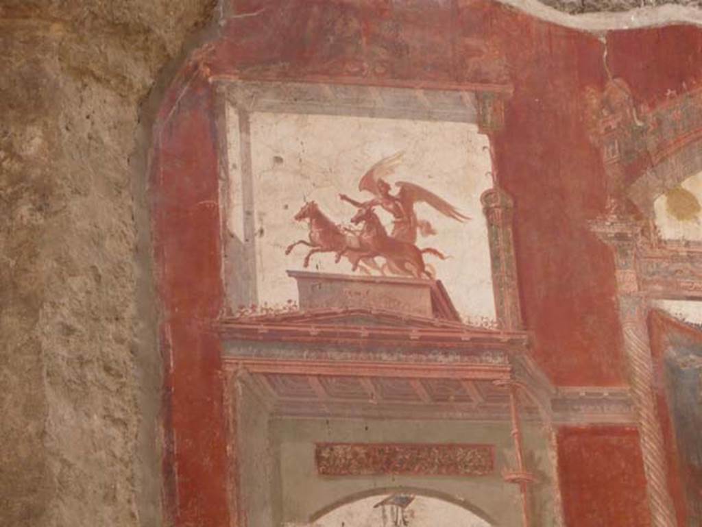 VI.21 Herculaneum. August 2013. Detail from east wall. Photo courtesy of Buzz Ferebee.