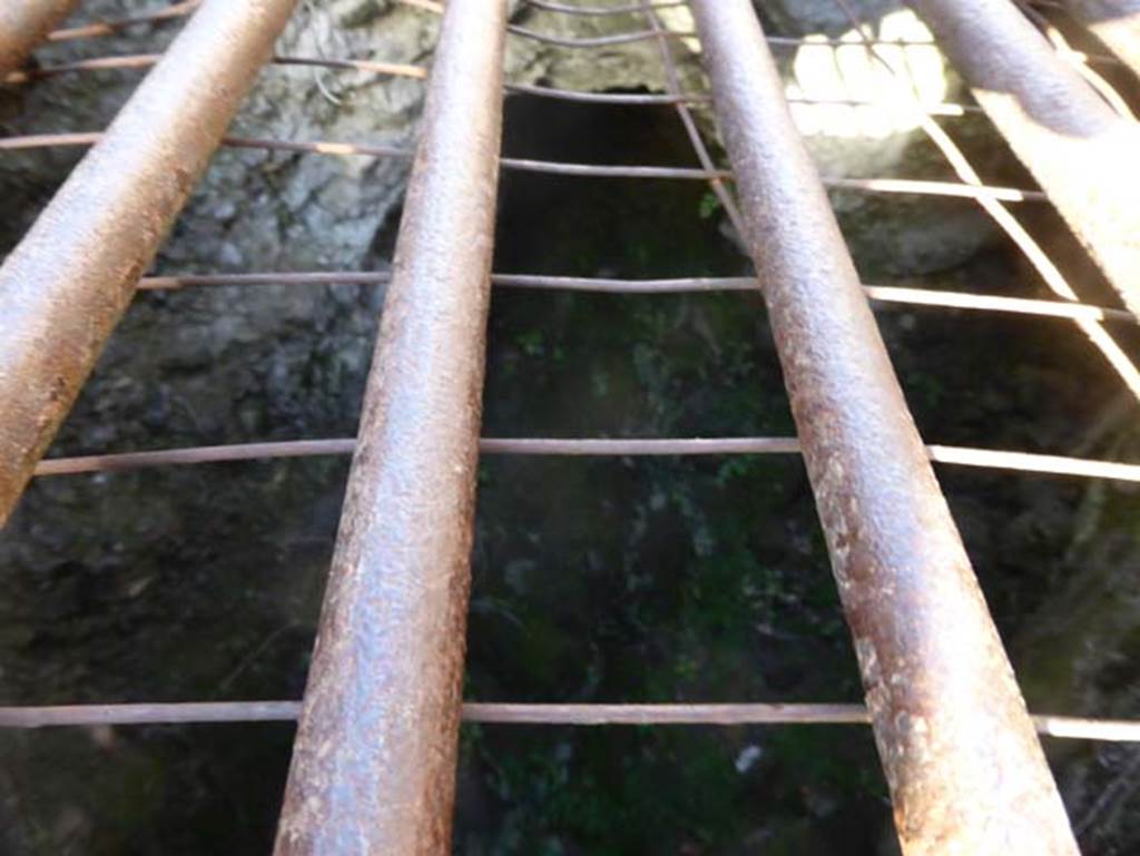 Cardo III Superiore, Herculaneum, September 2015. Drain in road. 