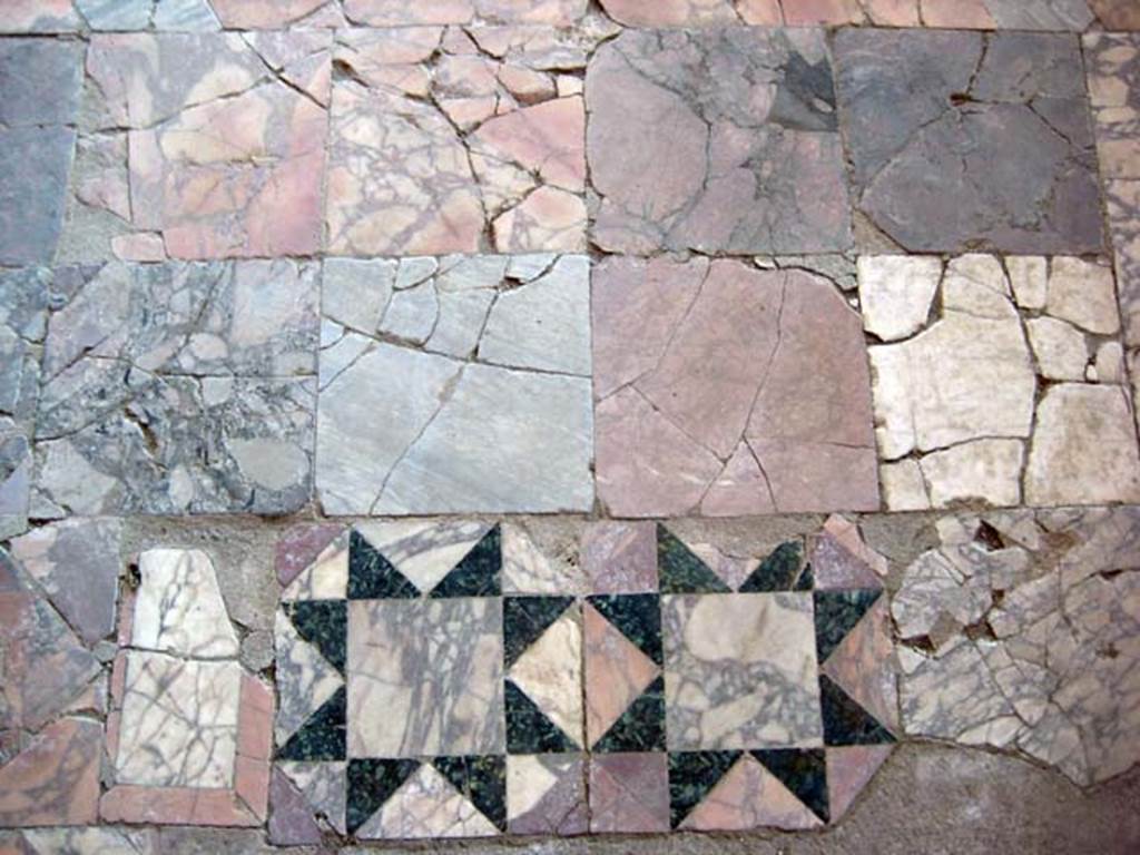 Ins. Or. 1. 2, Herculaneum. July 2009. Detail of opus sectile flooring in Marble Salon. 
Photo courtesy of Sera Baker.
