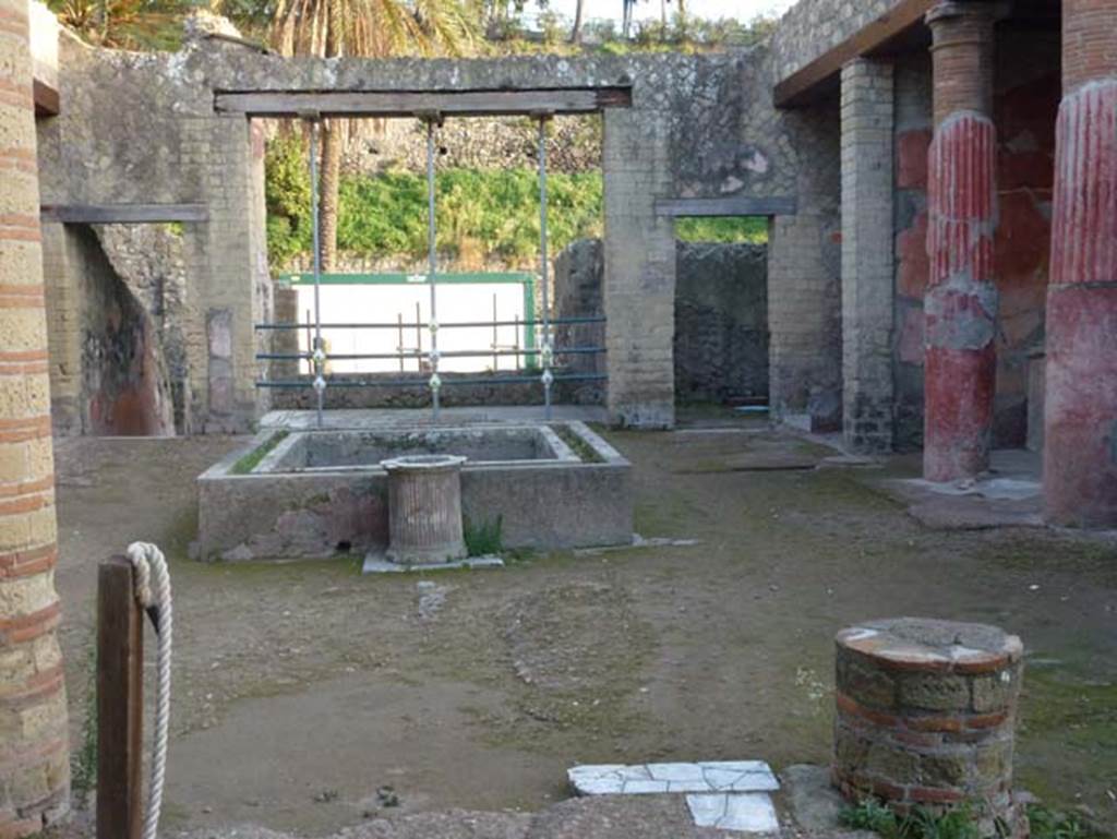 Ins.Or.1.2 Herculaneum, October 2012. Looking east across atrium towards tablinum and garden area.  Photo courtesy of Michael Binns.
