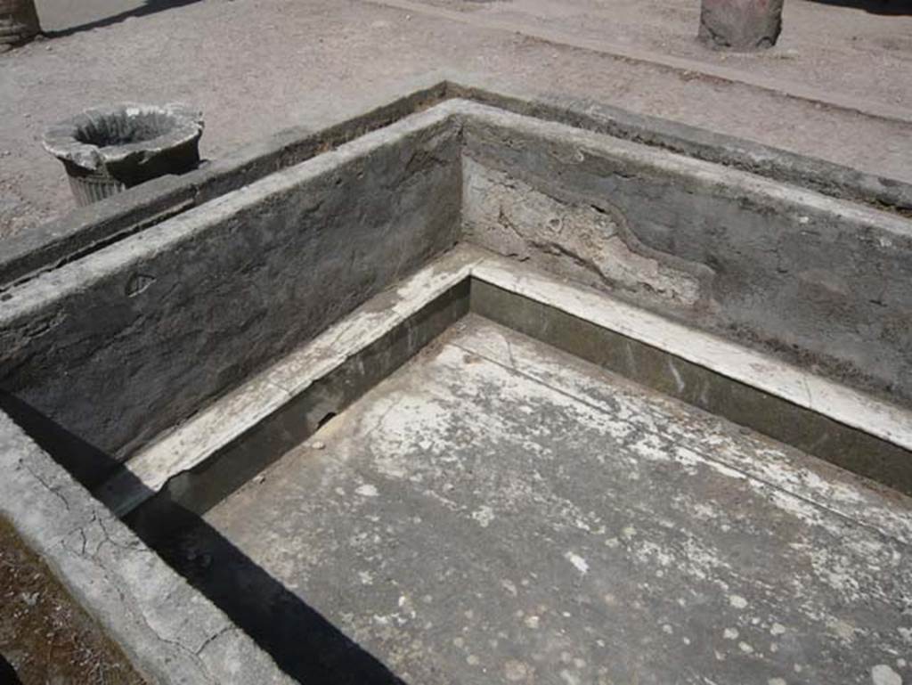 Ins. Or.I.2, Herculaneum. August 2013. Detail of impluvium in atrium, looking north-west. Photo courtesy of Buzz Ferebee.  
