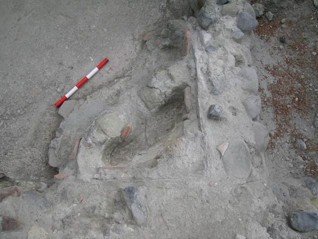 Ins. Orientalis I.3, Herculaneum, May 2005. Room D, detail of remains of three stoves. Photo courtesy of Nicolas Monteix.

