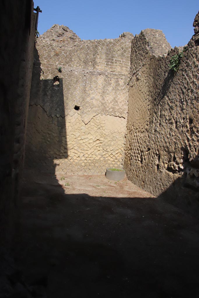 Ins. Or. II, 1a, Herculaneum. October 2023. 
Room B, looking towards west wall of stables. Photo courtesy of Klaus Heese.
