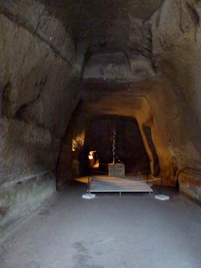 Ins. Orientalis II.4, Herculaneum, October 2012. 
Looking into the cavern, which would have been the site of the playing field of the Palaestra.
Photo courtesy of Michael Binns.

