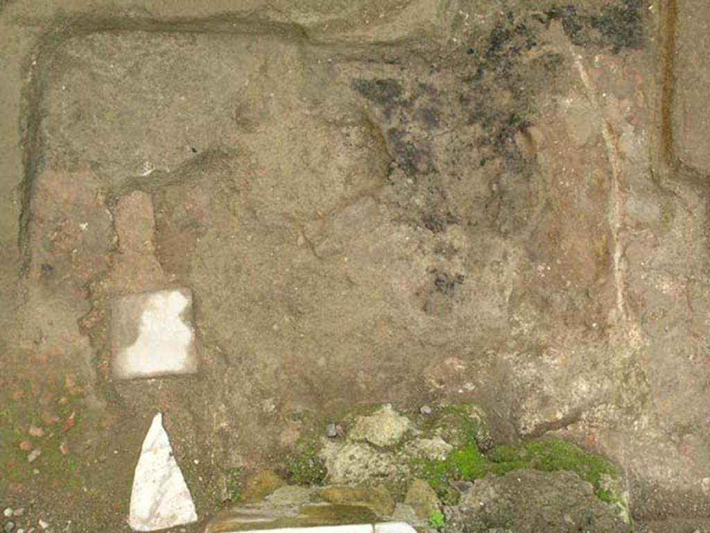 Ins Or II, 6, Herculaneum. December 2004. Detail of area of flooring at rear east end of south arm of counter. 
Looking east. Photo courtesy of Nicolas Monteix.

