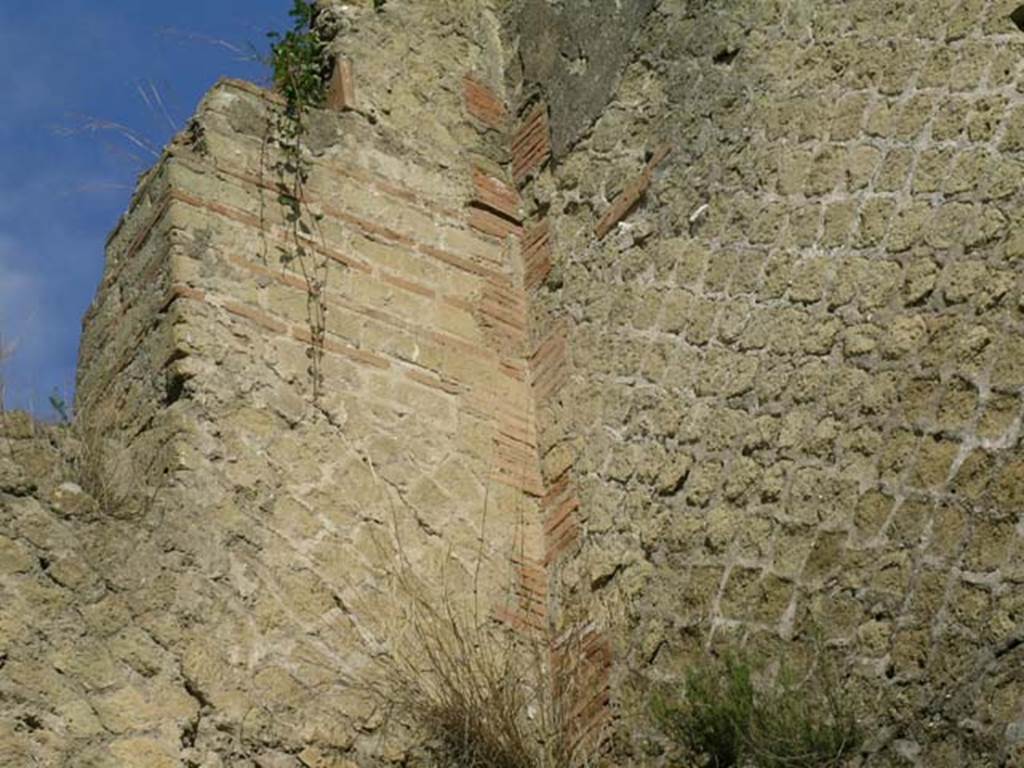 Ins Or II, 8, Herculaneum. December 2004. Detail of upper north-west corner. 
Photo courtesy of Nicolas Monteix.
