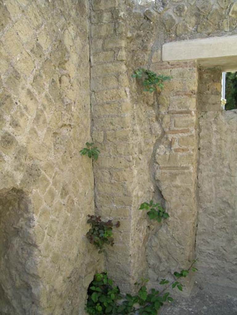 Ins. Or. II.8/9, Herculaneum. May 2006. Detail of south-west corner near doorway on upper floor. 
Photo courtesy of Nicolas Monteix.
