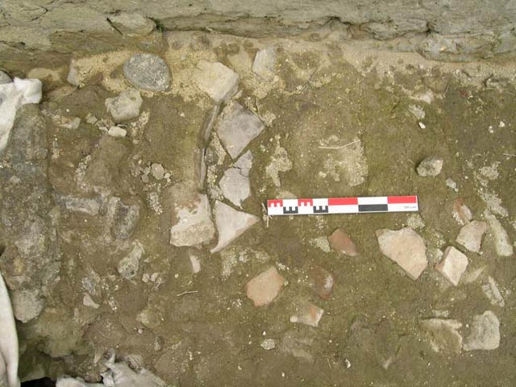 Ins Or II, 15, Herculaneum. June 2006.  Site of furnace. Photo courtesy of Nicolas Monteix.
At the rear of the middle room, a masonry podium revealed the presence of a furnace or a working furnace. 
