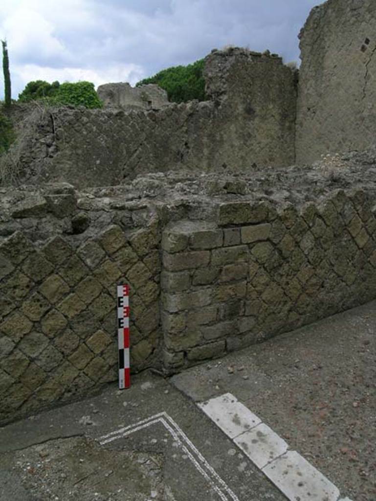 Ins. Or. II.19, Herculaneum. June 2006. West end of loggia.
Threshold to room at west end of loggia, the room behind Ins.Or.II.16.  
Looking south across to upper south-west corner of Ins.Or.II.15.  Photo courtesy of Nicolas Monteix.


