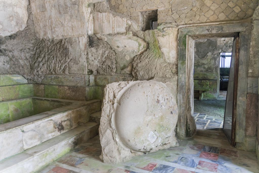 Herculaneum Suburban Baths. October 2023. 
Smaller original caldarium, east side, with doorway to tepidarium. Photo courtesy of Johannes Eber. 
