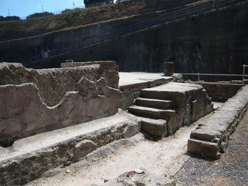 Herculaneum, August 2013. Sacred Area terrace, looking south-east from north-west corner. Photo courtesy of Buzz Ferebee.

